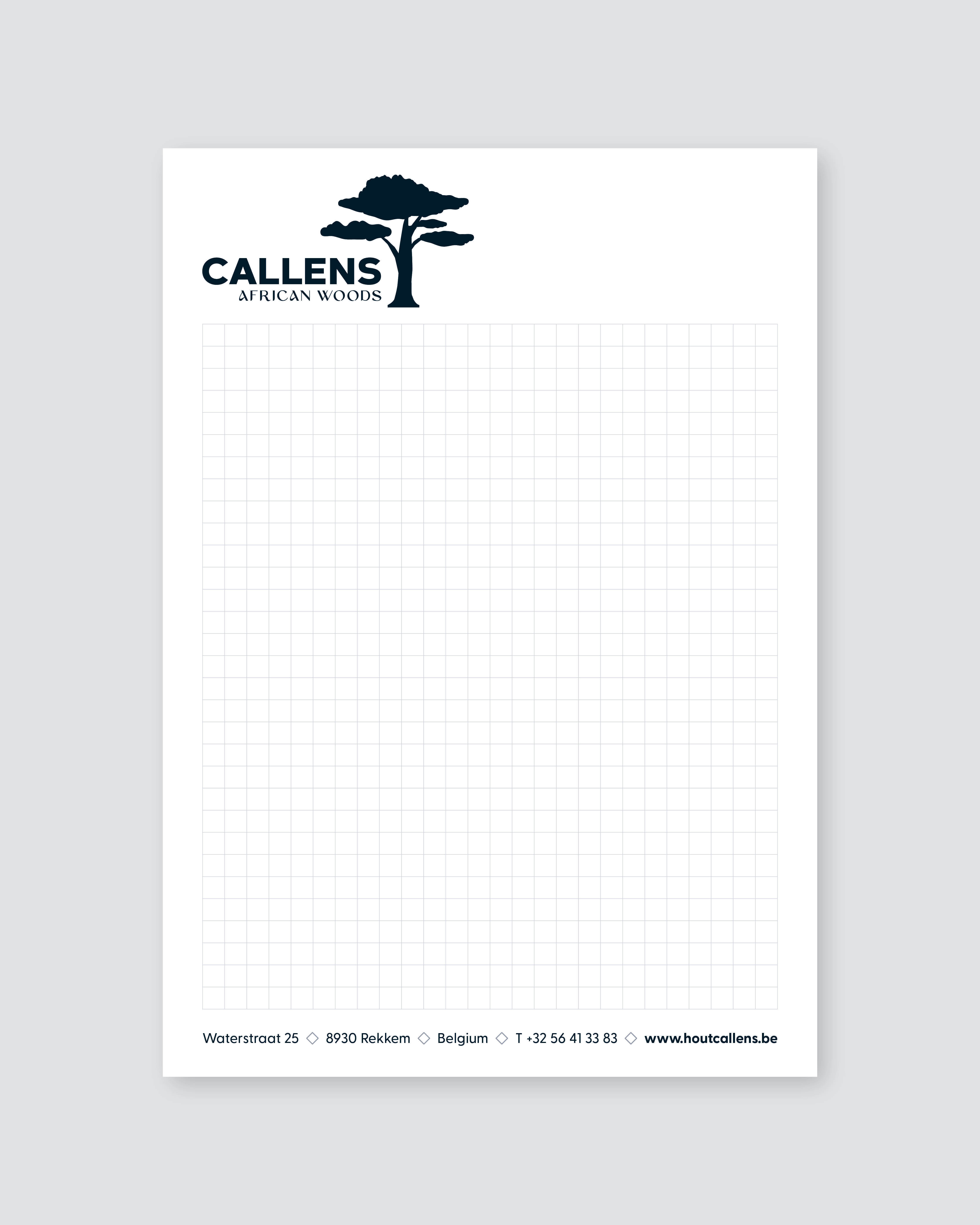 Blocnote in de huisstijl van Callens