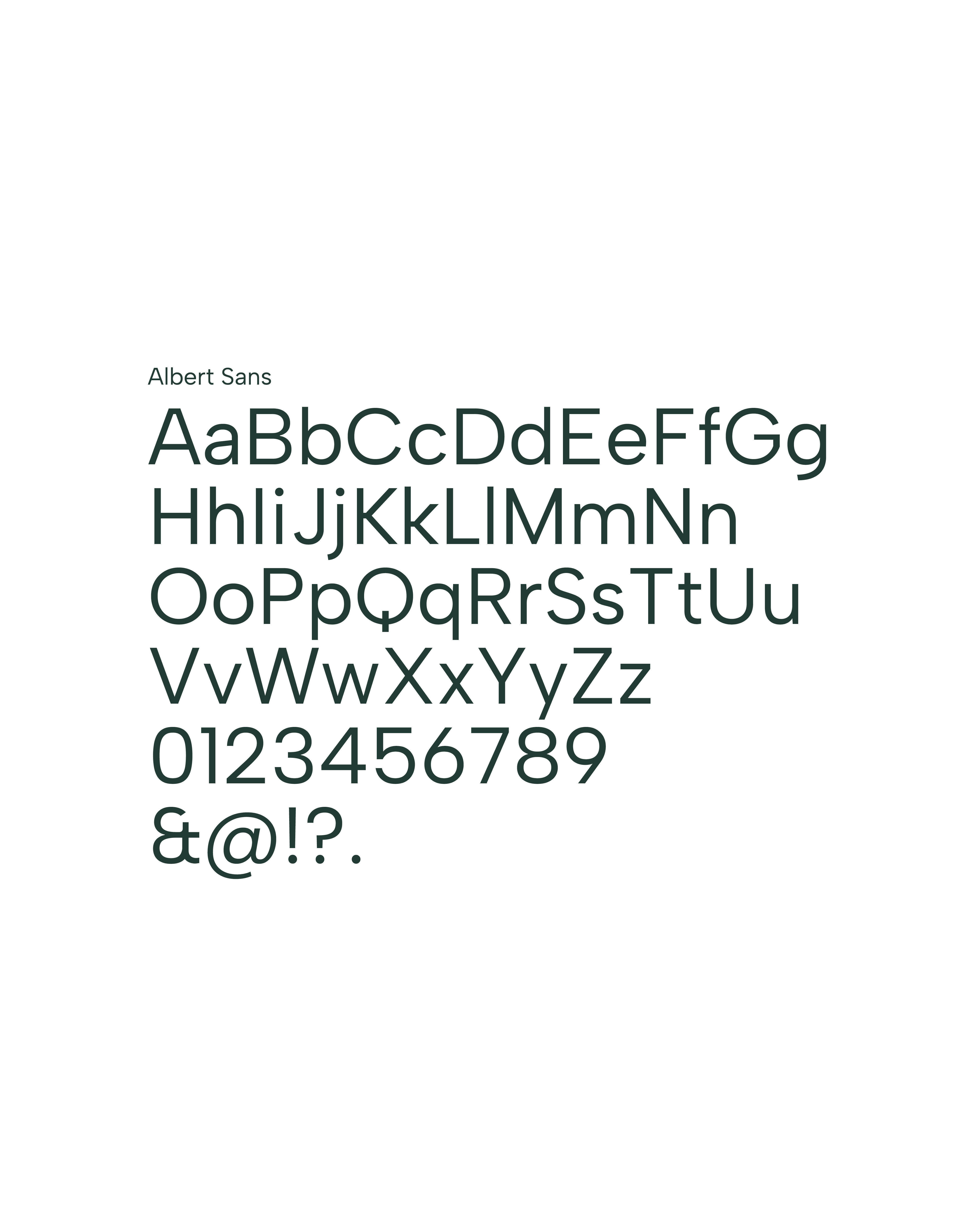 Lettertype gebruikt binnen de merkidentiteit van Wijzer: Albert Sans